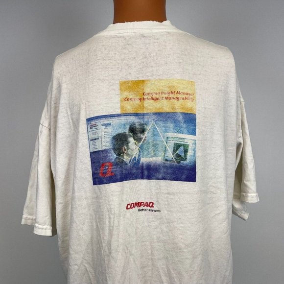 Compaq Insight Manager Computer Product Double Sided T Shirt Vtg 90s White XL - Picture 1 of 6